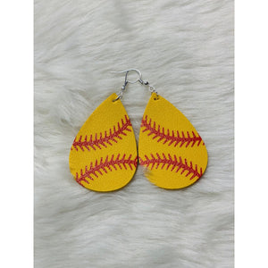 Softball Leather Earrings-#